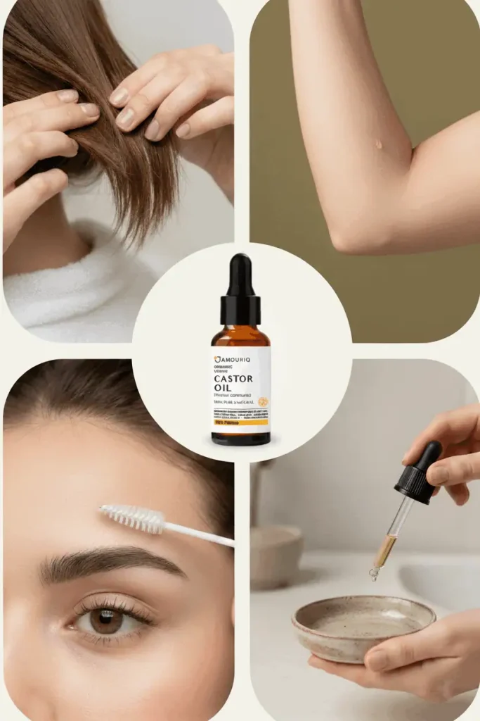 ประโยชน์และวิธีใช้ Castor oil ให้คุ้มค่าทุกหยด (จากหัวจรดเท้า) collage-castor-oil-usage-hair-skin-eyelashes