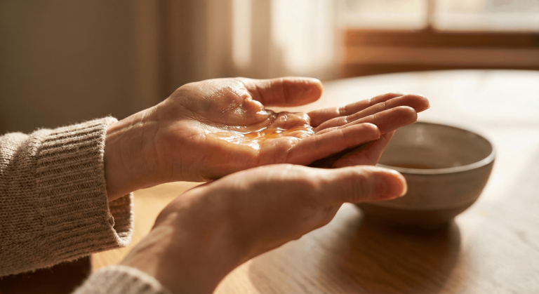 เปลี่ยนช่วงเวลาดูแลตัวเองให้เป็นความผ่อนคลายที่อบอุ่นด้วย AMOURIQ image-professional-woman-relaxing-with-essential-oils- น้ำมันละหุ่งสกัดเย็น